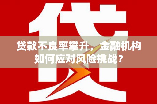 万载贷款不良率攀升，金融机构如何应对风险挑战？