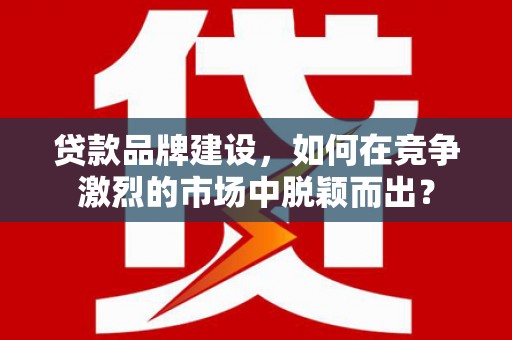 万载贷款品牌建设，如何在竞争激烈的市场中脱颖而出？