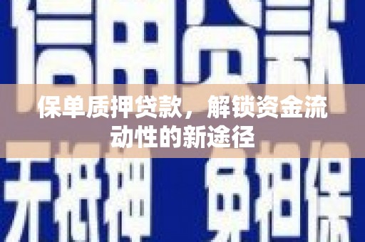 万载保单质押贷款，解锁资金流动性的新途径